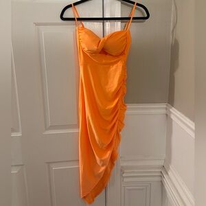 Elegant Orange Asymmetrical Dress